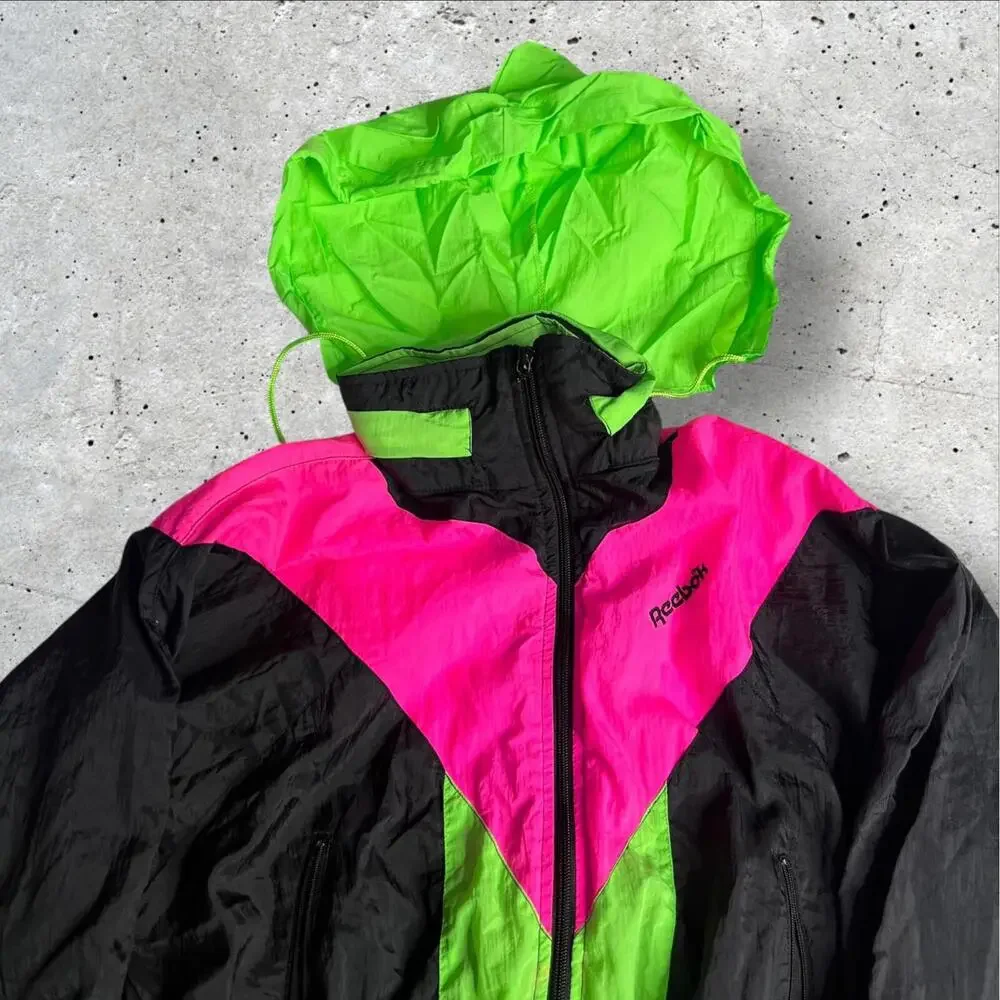 Vintage 80s Party Festival Reebok Zip Up Jacket Windbreaker Size‎ S